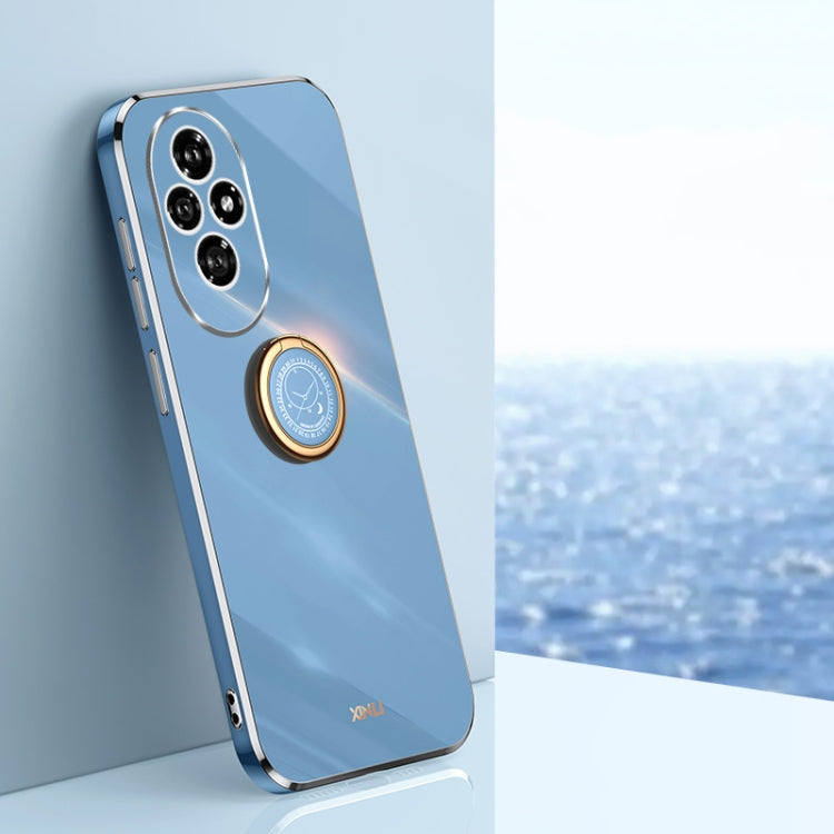 XINLI Straight 6D Plating Gold Edge TPU Shockproof Case with Ring Holder, For Honor Play 60 Plus, For Honor X6b, For Honor 200