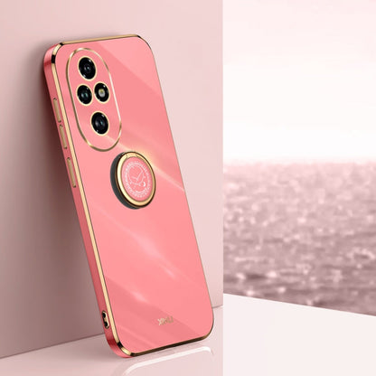 XINLI Straight 6D Plating Gold Edge TPU Shockproof Case with Ring Holder, For Honor 200 Pro, For Honor Play 50, For Honor 200 Lite Global