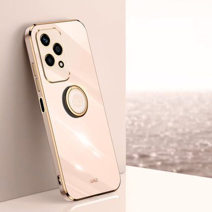 XINLI Straight 6D Plating Gold Edge TPU Shockproof Case with Ring Holder, For Honor 200 Pro, For Honor Play 50, For Honor 200 Lite Global