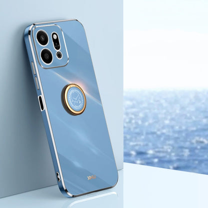 XINLI Straight 6D Plating Gold Edge TPU Shockproof Case with Ring Holder, For Honor X60, For Honor Play9T 5G, For Honor X60i