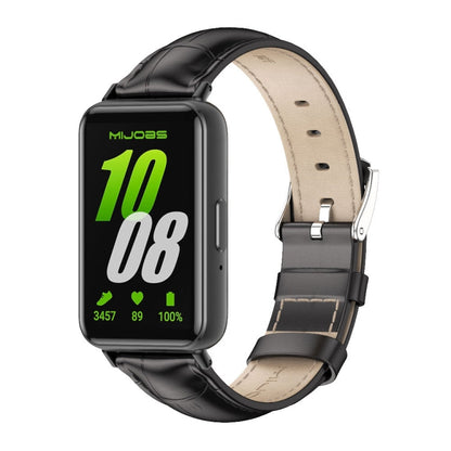 Mijobs Dual-sided Genuine Leather Watch Band, For Samsung Galaxy Fit 3