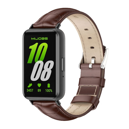 Mijobs Dual-sided Genuine Leather Watch Band, For Samsung Galaxy Fit 3