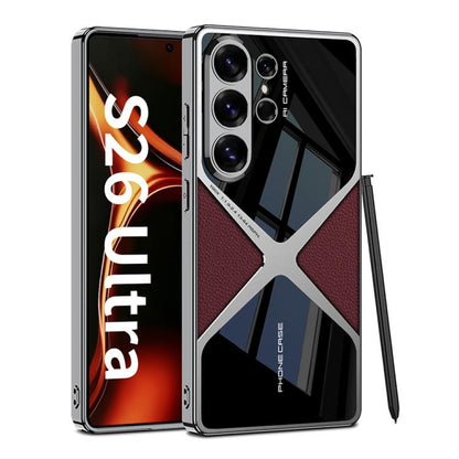 GKK Leather Electroplating Supersonic Speed Shockproof Phone Case, For Samsung Galaxy S26 Ultra 5G, For Samsung Galaxy S25 Ultra 5G, For Samsung Galaxy S24 Ultra, For Samsung Galaxy S23 Ultra