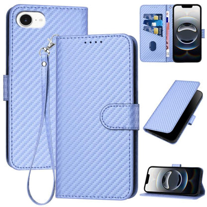YX0070 Carbon Fiber Buckle Leather Phone Case with Lanyard, For iPhone 17e / 16e, For iPhone 17 Pro Max, For iPhone 17 Pro