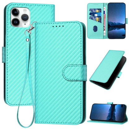 YX0070 Carbon Fiber Buckle Leather Phone Case with Lanyard, For iPhone 11 Pro, For iPhone X / XS, For iPhone XR