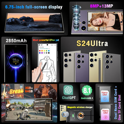 S24 Ultra / L26A, 6.75 inch Screen, Android 8.1 MTK6753 Octa Core, Network: 4G, Dual SIM, 3GB+64GB