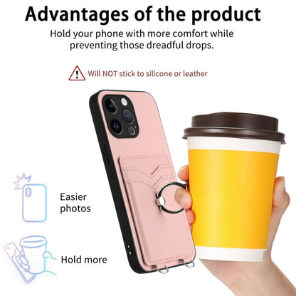 R20 Crossbody Rope Ring Card Holder Phone Case, For iPhone 15 Pro Max, For iPhone 15 Pro, For iPhone 15 Plus, For iPhone 15