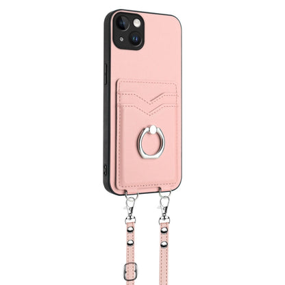 R20 Crossbody Rope Ring Card Holder Phone Case, For iPhone 14 Plus, For iPhone 14, For iPhone 14 Pro, For iPhone 14 Pro Max