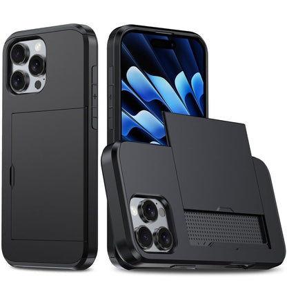 Shockproof Armor Phone Case with Card Slot, For iPhone 16 Pro, For iPhone 16 Plus