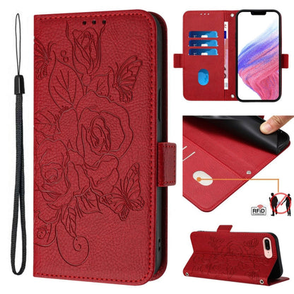 Embossed Rose RFID Anti-theft Leather Phone Case, For iPhone XR, For iPhone XS Max, For iPhone 8 Plus / 7 Plus