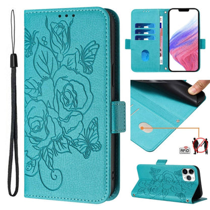Embossed Rose RFID Anti-theft Leather Phone Case, For iPhone 11 Pro Max, For iPhone 11, For iPhone 11 Pro, For iPhone XS / X
