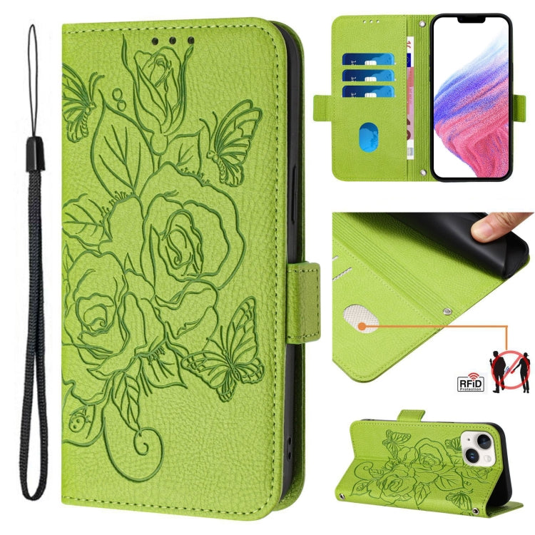 Embossed Rose RFID Anti-theft Leather Phone Case, For iPhone 13 mini, For iPhone 12  / 12 Pro, For iPhone 12 Pro Max, For iPhone 12 mini