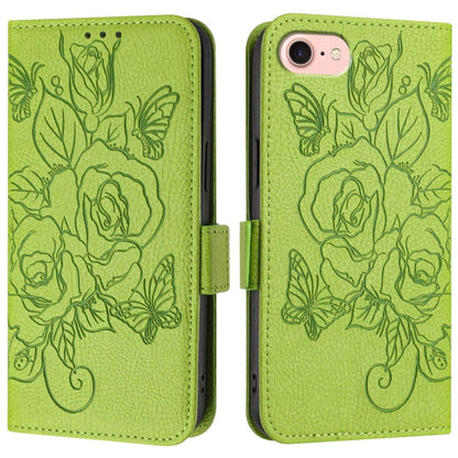 Embossed Rose RFID Anti-theft Leather Phone Case, For iPhone SE 2024, For iPhone 16 Pro Max, For iPhone 16 Pro, For iPhone 16 Plus