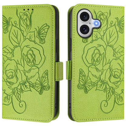 Embossed Rose RFID Anti-theft Leather Phone Case, For iPhone 17 Pro Max, For iPhone 17 Pro, For iPhone 17, For iPhone Air