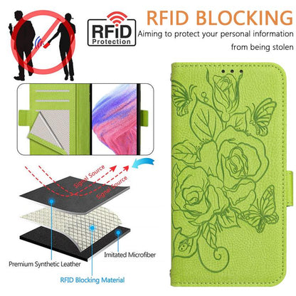 Embossed Rose RFID Anti-theft Leather Phone Case, For iPhone 17 Pro Max, For iPhone 17 Pro, For iPhone 17, For iPhone Air