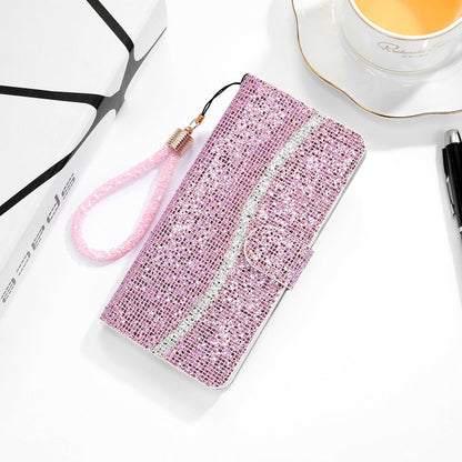 Glitter Powder Horizontal Flip Leather Case with Card Slots & Holder & Lanyard, For iPhone 12 / 12 Pro, For iPhone 12 Pro Max
