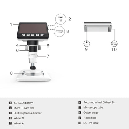 0-40mm 1080P 4.3 inch LCD Screen Mobile Phone Repair Industry HD Electron Didital Microscope