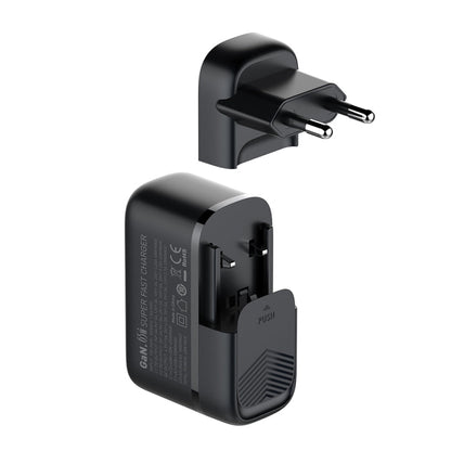 LDNIO Q366 65W USB + Dual Type-C Port Charger with 1m USB-C / Type-C to USB-C / Type-C Data Cable, EU Plug, UK Plug, US Plug