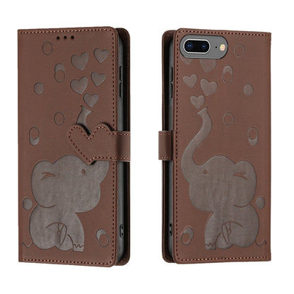 Cartoon Elephant Embossed Leather Phone Case, For iPhone XS Max, For iPhone 8 Plus / 7 Plus