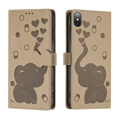 Cartoon Elephant Embossed Leather Phone Case, For iPhone XS Max, For iPhone 8 Plus / 7 Plus