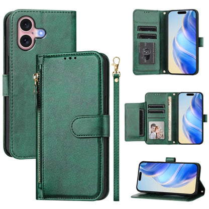 Multi-Card Slots Zipper Wallet Leather Phone Case, For iPhone 16, For iPhone 15 Pro Max, For iPhone 15 Pro, For iPhone 15 Plus