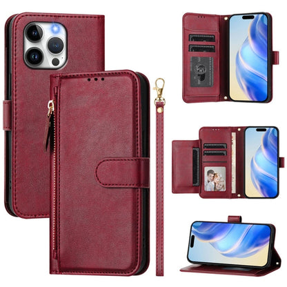 Multi-Card Slots Zipper Wallet Leather Phone Case, For iPhone 16, For iPhone 15 Pro Max, For iPhone 15 Pro, For iPhone 15 Plus