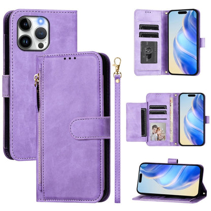 Multi-Card Slots Zipper Wallet Leather Phone Case, For iPhone 16, For iPhone 15 Pro Max, For iPhone 15 Pro, For iPhone 15 Plus