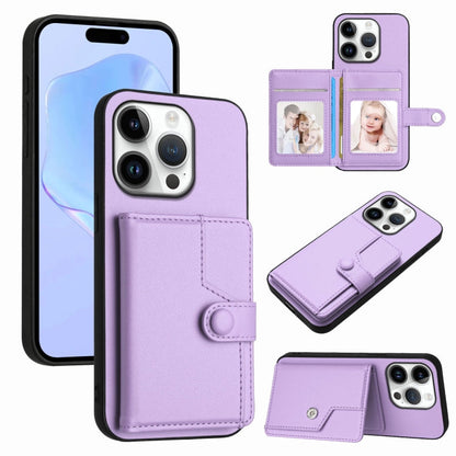Button Card Bag RFID Anti-theft Phone Case, For iPhone 16 Pro Max, For iPhone 16 Pro, For iPhone 16 Plus, For iPhone 16