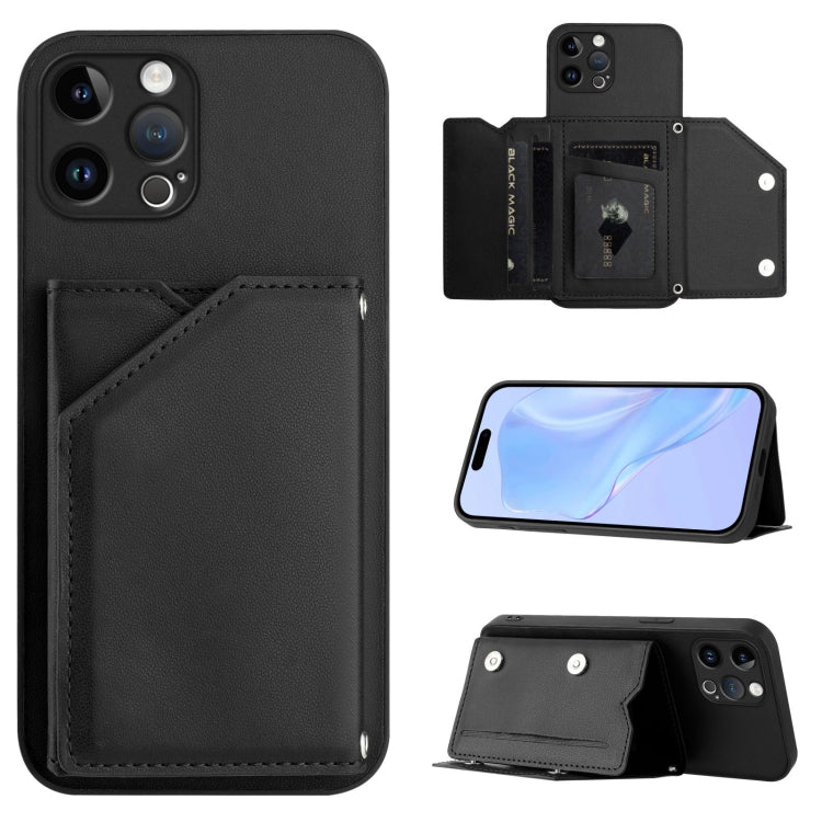 Skin Feel Four Card Slots Phone Case with Wrist Strap, For iPhone 13 mini, For iPhone 12, For iPhone 12 Pro Max, For iPhone 12 Pro