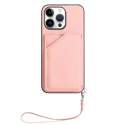 Skin Feel Four Card Slots Phone Case with Wrist Strap, For iPhone 16 Pro Max, For iPhone 16 Pro, For iPhone 16 Plus, For iPhone 16