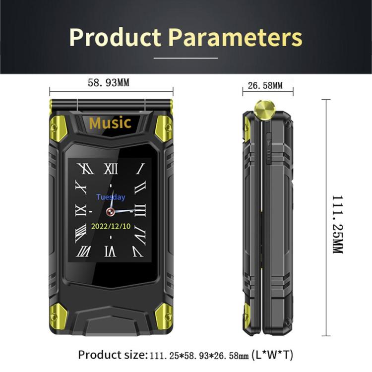 M7+ 4G Dual Screen Flip Elder Rugged Phone, 2.8 inch Inner, 2.4 inch Outer, 6800mAh Battery, 24 Keys, Flashlight, Network: 4G, Dual SIM, SOS, M7+ 4G