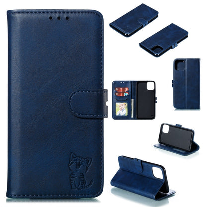 Embossed Happy Cat Pattern Horizontal Flip Leather Case with Holder & Card Slots & Wallet & Photo Frame, For iPhone 12 mini, For iPhone 12 / 12 Pro, For iPhone 12 Pro Max