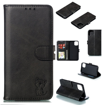 Embossed Happy Cat Pattern Horizontal Flip Leather Case with Holder & Card Slots & Wallet & Photo Frame, For iPhone 12 mini, For iPhone 12 / 12 Pro, For iPhone 12 Pro Max