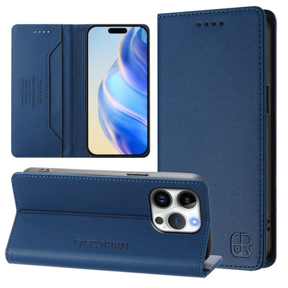 RC01 Dual-Folded Magnetic Suction RFID Leather Phone Case, For iPhone 16 Pro, For iPhone 16 Plus, For iPhone 16