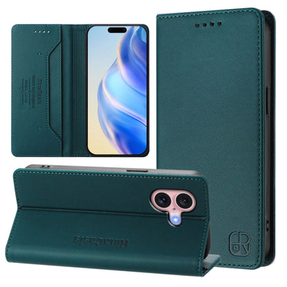 RC01 Dual-Folded Magnetic Suction RFID Leather Phone Case, For iPhone 16 Pro, For iPhone 16 Plus, For iPhone 16