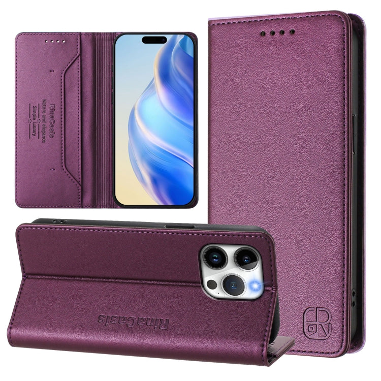 RC01 Dual-Folded Magnetic Suction RFID Leather Phone Case, For iPhone 14 Pro, For iPhone 14 Pro Max, For iPhone 7 / 8 / SE 2022