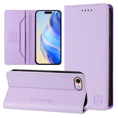RC01 Dual-Folded Magnetic Suction RFID Leather Phone Case, For iPhone 14 Pro, For iPhone 14 Pro Max, For iPhone 7 / 8 / SE 2022