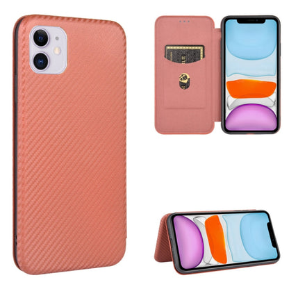 Carbon Fiber Texture Magnetic Horizontal Flip TPU + PC + PU Leather Case with Card Slot, For iPhone 11, For iPhone 12 mini, For iPhone 12 / 12 Pro, For iPhone 12 Pro Max