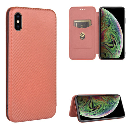 Carbon Fiber Texture Magnetic Horizontal Flip TPU + PC + PU Leather Case with Card Slot, For iPhone X / XS