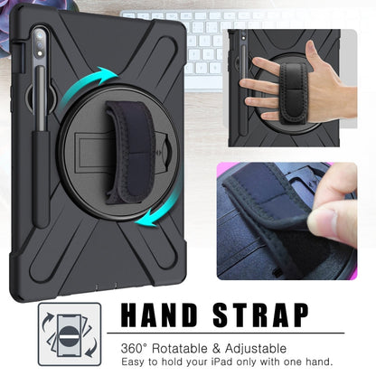 Shockproof Colorful Silicone + PC Protective Case with Holder & Shoulder Strap & Hand Strap & Pen Slot, For Samsung Galaxy Tab S8 / Galaxy Tab S7 (2020) T870