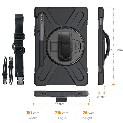 Shockproof Colorful Silicone + PC Protective Case with Holder & Shoulder Strap & Hand Strap & Pen Slot, For Samsung Galaxy Tab S8 / Galaxy Tab S7 (2020) T870