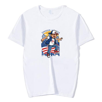 Boy Printed Round Neck Modal Short Sleeve T-shirt Print On Your Demand, M, POD T-Shirt, L