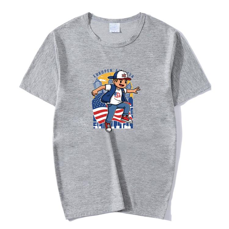 Boy Printed Round Neck Modal Short Sleeve T-shirt Print On Your Demand, L, POD T-Shirt, XL