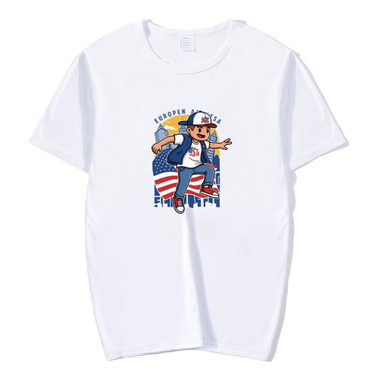 Boy Printed Round Neck Modal Short Sleeve T-shirt Print On Your Demand, XXL, POD T-Shirt, XXXL