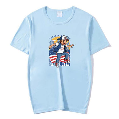 Boy Printed Round Neck Modal Short Sleeve T-shirt Print On Your Demand, XXXL, POD T-Shirt, XXXXL