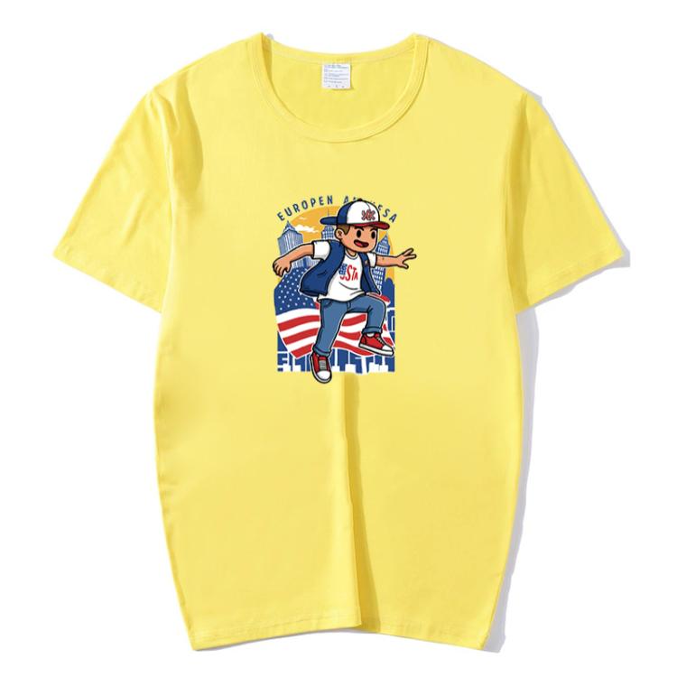 Boy Printed Round Neck Modal Short Sleeve T-shirt Print On Your Demand, XXXXL, POD T-Shirt, XXXXXL