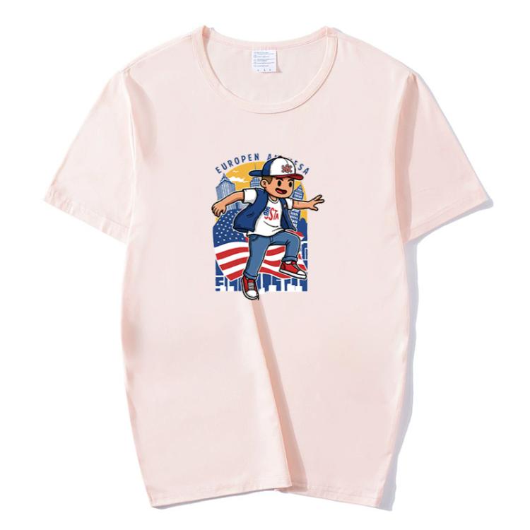 Boy Printed Round Neck Modal Short Sleeve T-shirt Print On Your Demand, XXXXXL