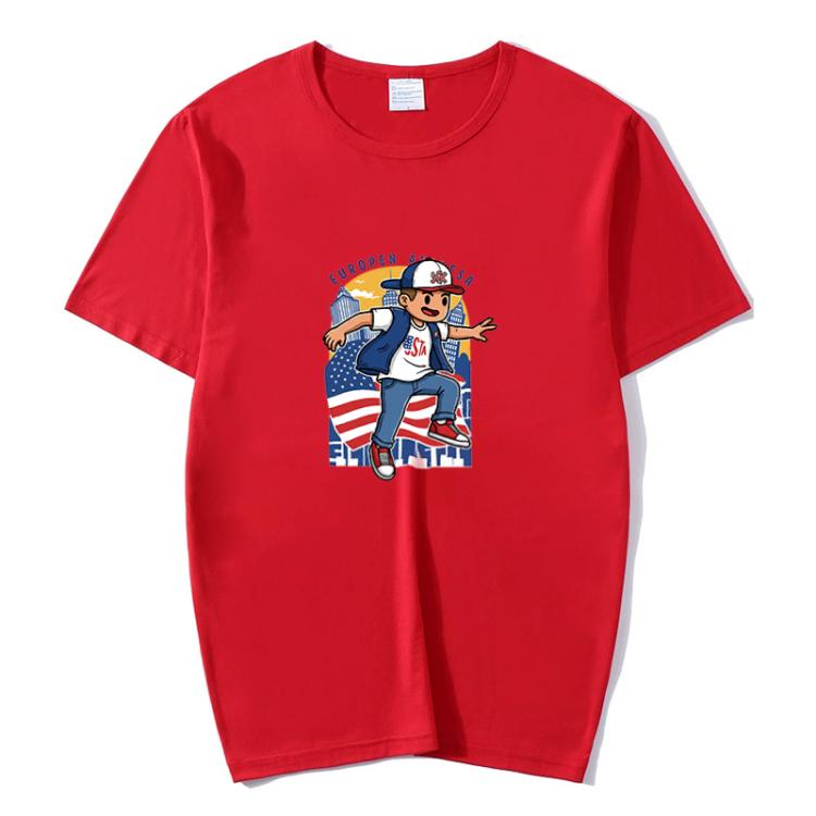 Boy Printed Round Neck Modal Short Sleeve T-shirt Print On Your Demand, XXXXXL