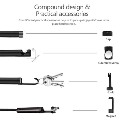 8mm 1080P IP68 Waterproof 4.3 inch Screen Dual Camera Digital Endoscope, 5m, 2m