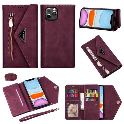 Skin Feel Zipper Horizontal Flip Leather Case with Holder & Card Slots & Photo Frame & Lanyard & Long Rope, For iPhone 11, For iPhone 11 Pro, For iPhone 11 Pro Max, For iPhone XS / X